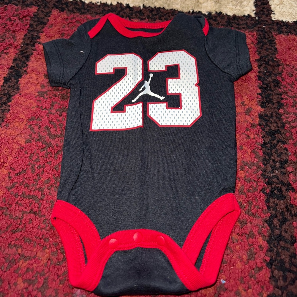 Jordan Black and Red Kids Bodysuit